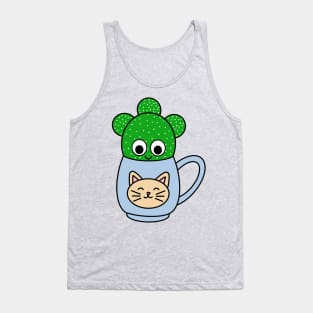 Cute Cactus Design #246: Small Angel Wing Cactus In Cat Mug Tank Top